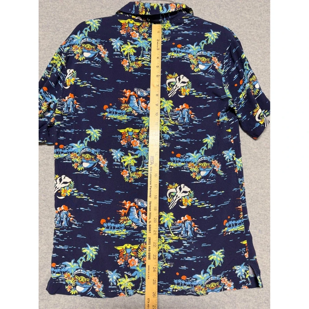 Star Wars Mandalorian Grogu Baby Yoda Hawaiian Shirt Navy Blue Mens Small SM P C